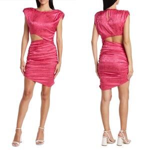 Ronny Kobo Kyle Pink Asymmetric Cutout Ruched Sleeveless Dress Size S